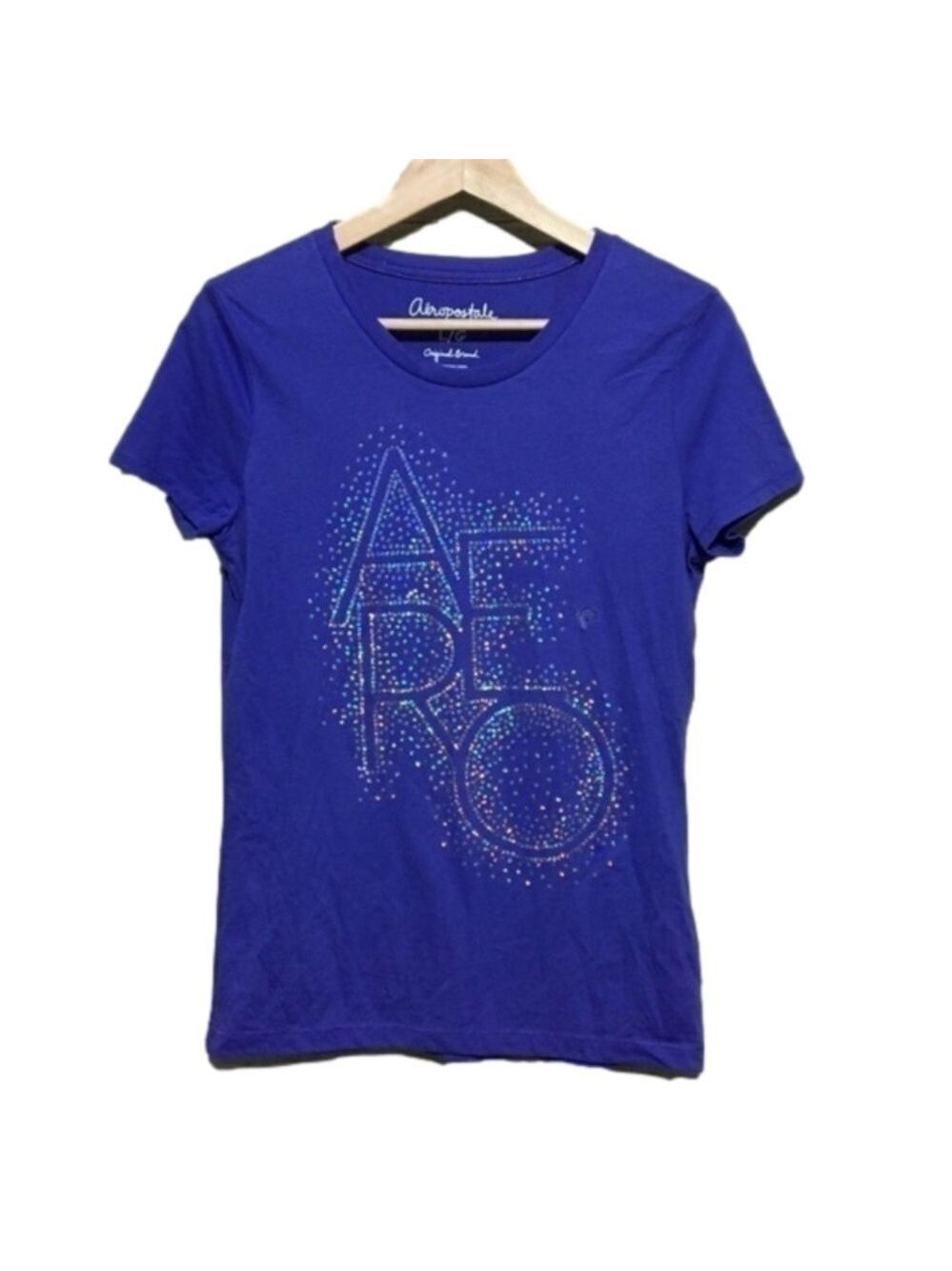 Aeropostale indigo AERO bling graphic tee size large NEW!